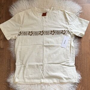 Rhythm Cream and Brown Floral Tee sz S brand new with tags